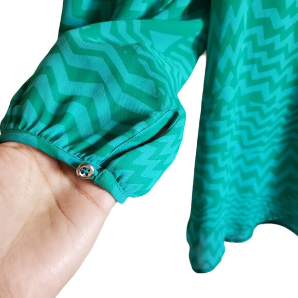 Banana Republic Sheer Pattern Jade Green Blouse Size Small - Picture 4 of 15